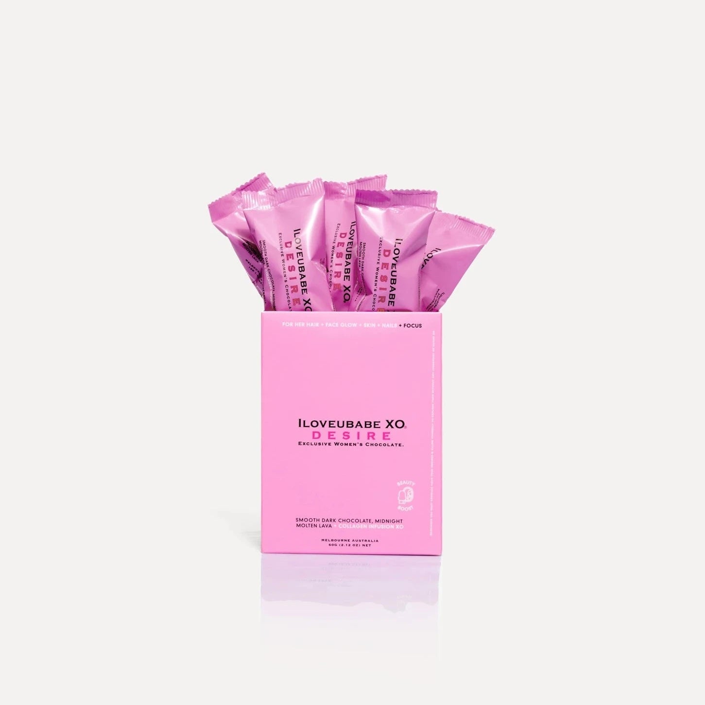BEAUTY BOOST - SMOOTH DARK CHOCOLATE, MIDNIGHT MOLTEN LAVA & SILKY CHOCOLATE RIBBON + COLLAGEN INFUSION XO
