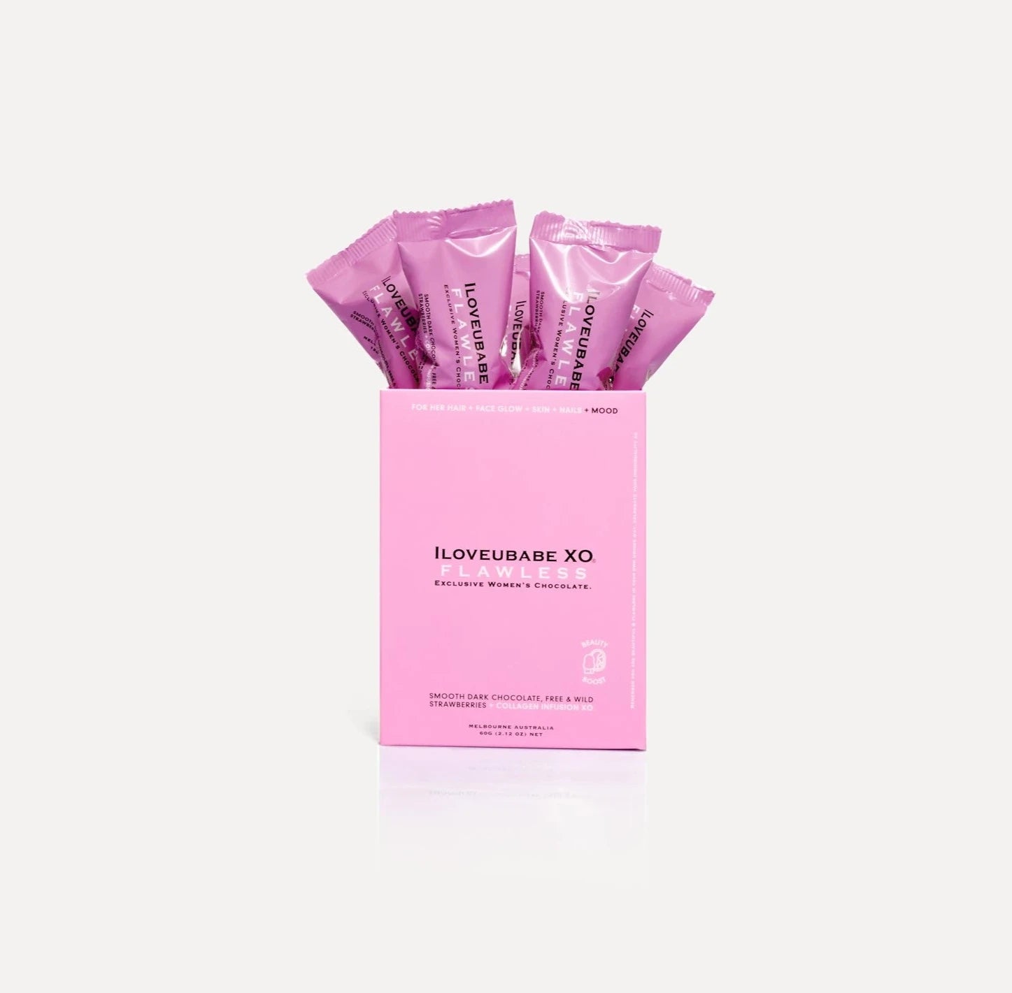 BEAUTY BOOST - SMOOTH DARK CHOCOLATE, FREE & WILD STRAWBERRIES + COLLAGEN INFUSION XO